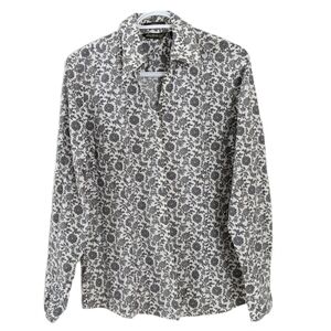 Eddie Bauer cotton blend floral button down shirt Large @i1